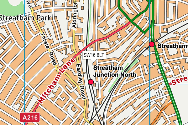 SW16 6LT map - OS VectorMap District (Ordnance Survey)