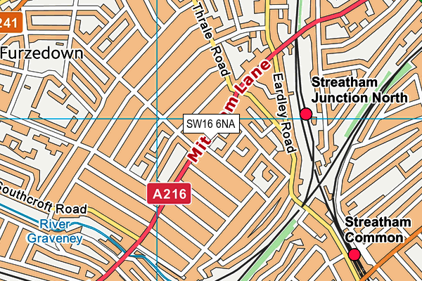 SW16 6NA map - OS VectorMap District (Ordnance Survey)