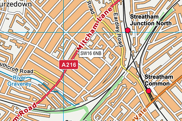 SW16 6NB map - OS VectorMap District (Ordnance Survey)