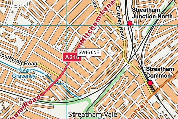 SW16 6NE map - OS VectorMap District (Ordnance Survey)