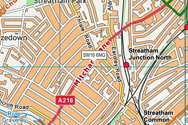 SW16 6NG map - OS VectorMap District (Ordnance Survey)