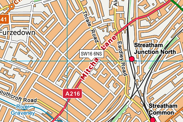 SW16 6NS map - OS VectorMap District (Ordnance Survey)