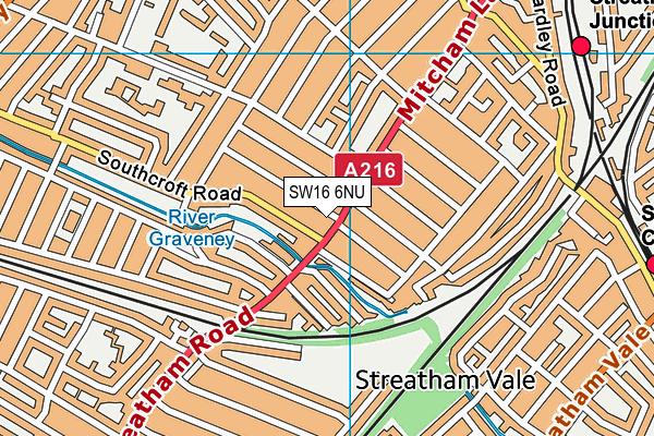 SW16 6NU map - OS VectorMap District (Ordnance Survey)