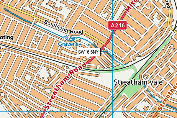 SW16 6NY map - OS VectorMap District (Ordnance Survey)