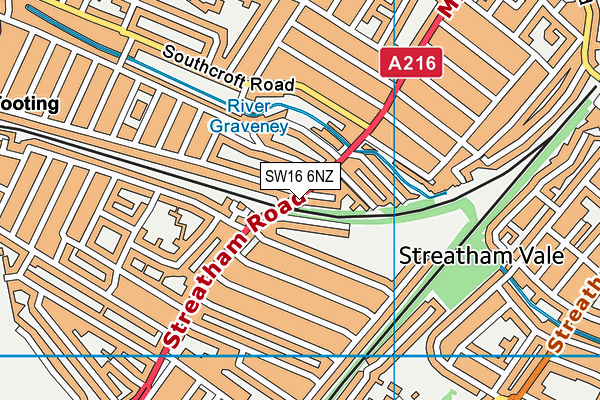 SW16 6NZ map - OS VectorMap District (Ordnance Survey)