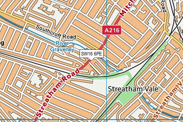 SW16 6PE map - OS VectorMap District (Ordnance Survey)