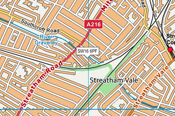 SW16 6PF map - OS VectorMap District (Ordnance Survey)