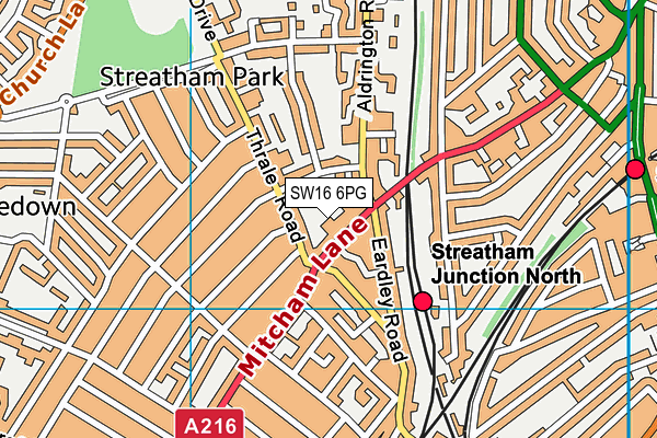 SW16 6PG map - OS VectorMap District (Ordnance Survey)