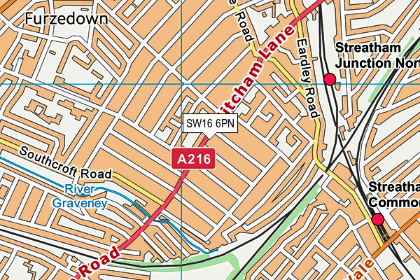 SW16 6PN map - OS VectorMap District (Ordnance Survey)