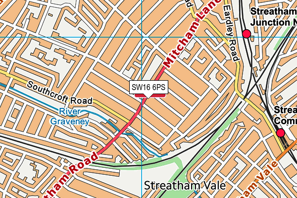 SW16 6PS map - OS VectorMap District (Ordnance Survey)