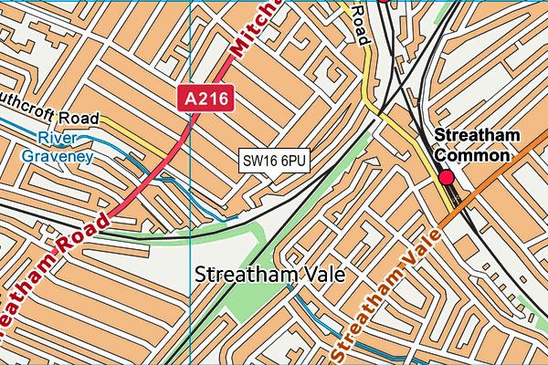 SW16 6PU map - OS VectorMap District (Ordnance Survey)