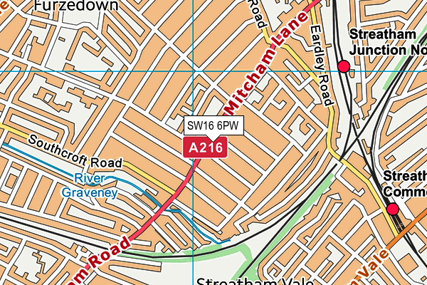 SW16 6PW map - OS VectorMap District (Ordnance Survey)