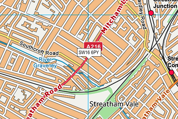 SW16 6PY map - OS VectorMap District (Ordnance Survey)