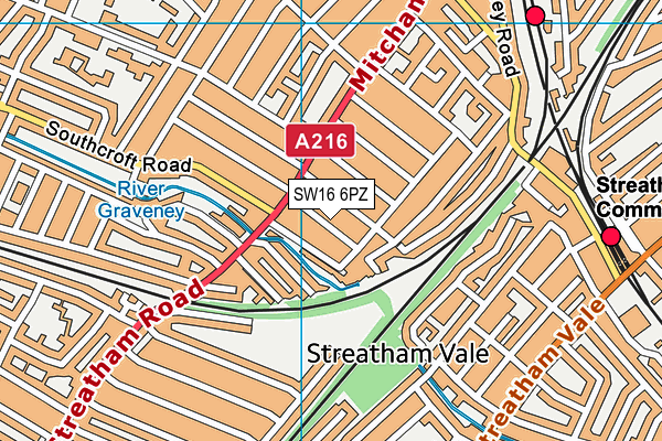 SW16 6PZ map - OS VectorMap District (Ordnance Survey)