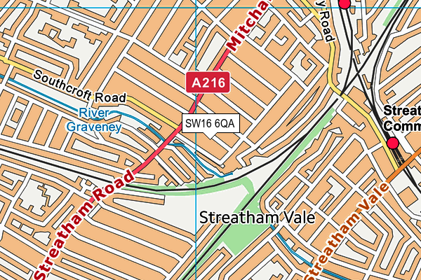 SW16 6QA map - OS VectorMap District (Ordnance Survey)