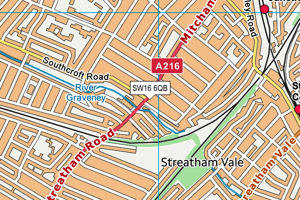 SW16 6QB map - OS VectorMap District (Ordnance Survey)