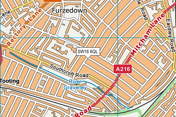 SW16 6QL map - OS VectorMap District (Ordnance Survey)