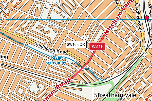 SW16 6QR map - OS VectorMap District (Ordnance Survey)