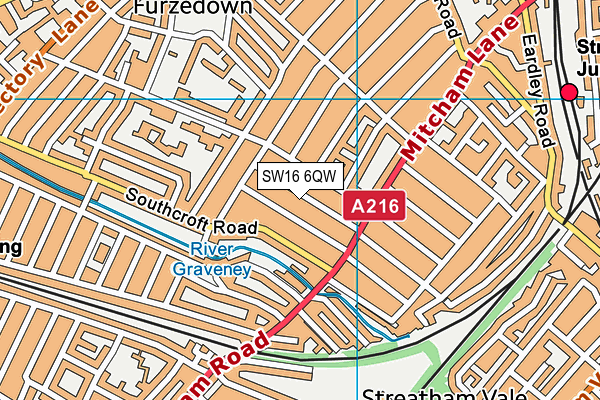 SW16 6QW map - OS VectorMap District (Ordnance Survey)