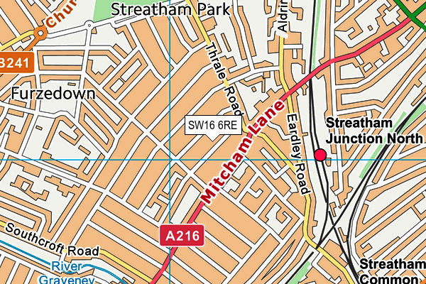 SW16 6RE map - OS VectorMap District (Ordnance Survey)