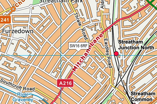 SW16 6RF map - OS VectorMap District (Ordnance Survey)