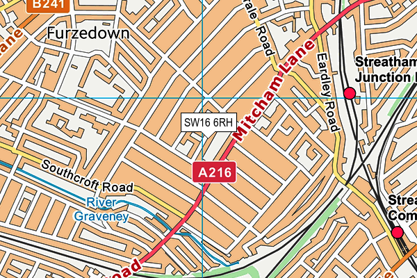 SW16 6RH map - OS VectorMap District (Ordnance Survey)