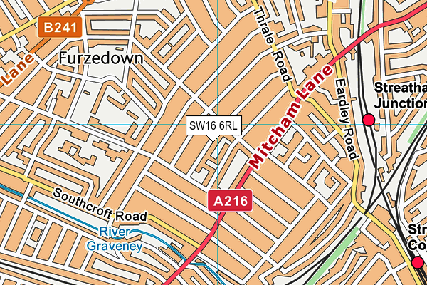 SW16 6RL map - OS VectorMap District (Ordnance Survey)