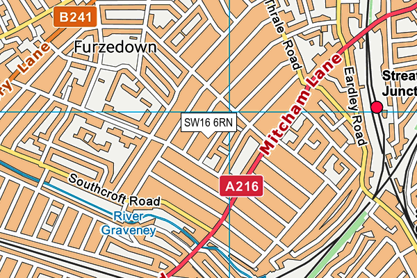 SW16 6RN map - OS VectorMap District (Ordnance Survey)