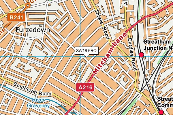 SW16 6RQ map - OS VectorMap District (Ordnance Survey)