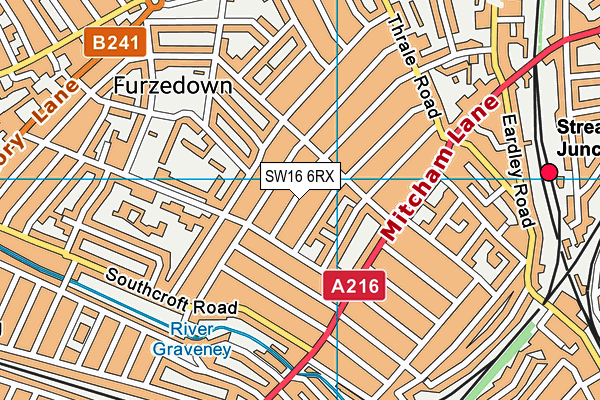 SW16 6RX map - OS VectorMap District (Ordnance Survey)