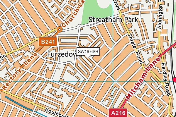 SW16 6SH map - OS VectorMap District (Ordnance Survey)