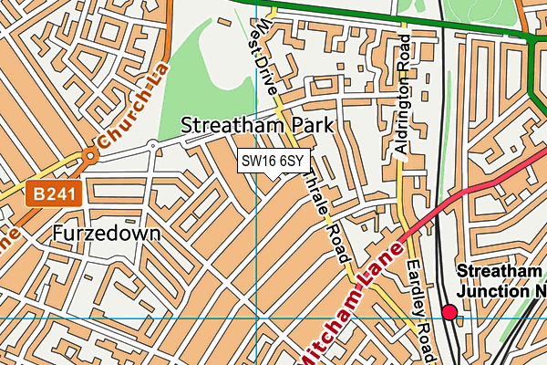 SW16 6SY map - OS VectorMap District (Ordnance Survey)