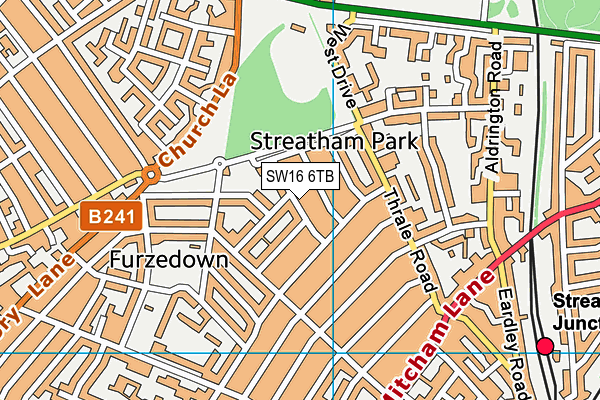 SW16 6TB map - OS VectorMap District (Ordnance Survey)