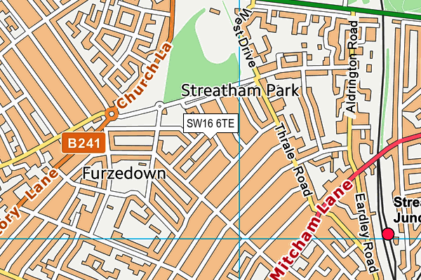 SW16 6TE map - OS VectorMap District (Ordnance Survey)