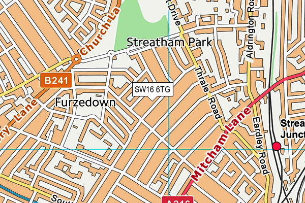 SW16 6TG map - OS VectorMap District (Ordnance Survey)