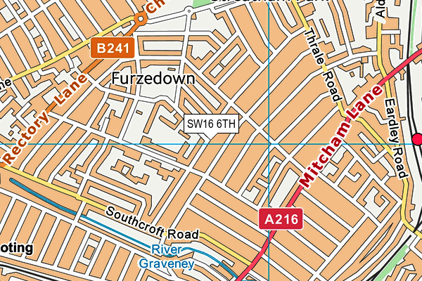 SW16 6TH map - OS VectorMap District (Ordnance Survey)