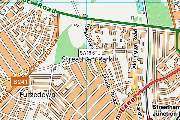 SW16 6TU map - OS VectorMap District (Ordnance Survey)