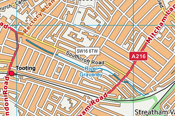 SW16 6TW map - OS VectorMap District (Ordnance Survey)