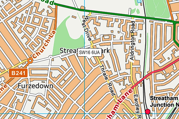 SW16 6UA map - OS VectorMap District (Ordnance Survey)