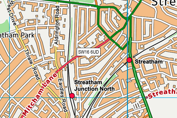 SW16 6UD map - OS VectorMap District (Ordnance Survey)