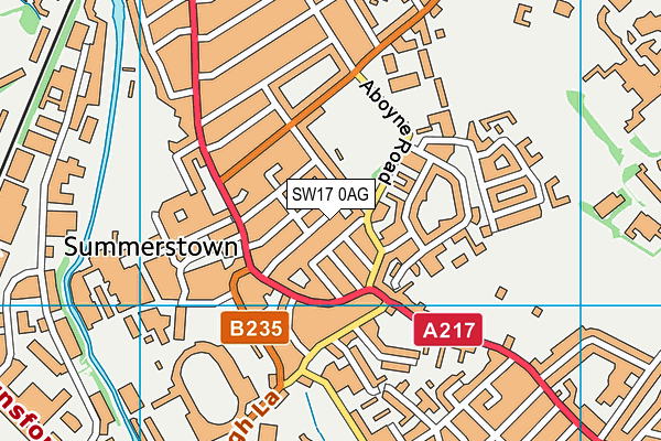 SW17 0AG map - OS VectorMap District (Ordnance Survey)