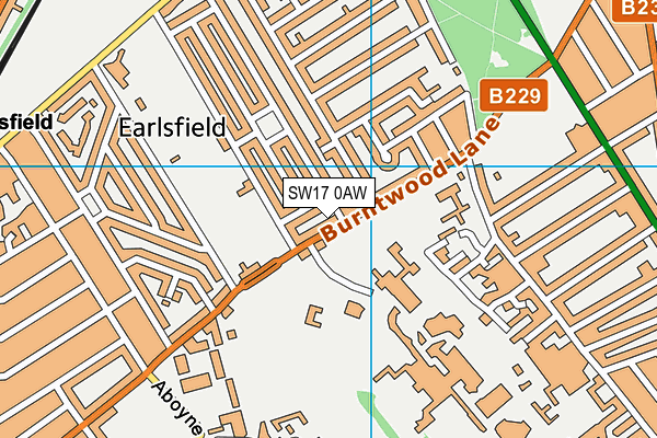 SW17 0AW map - OS VectorMap District (Ordnance Survey)