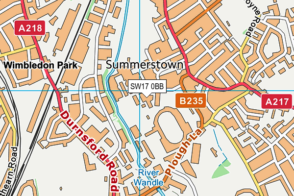 SW17 0BB map - OS VectorMap District (Ordnance Survey)