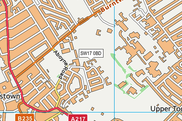 SW17 0BD map - OS VectorMap District (Ordnance Survey)