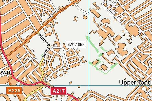 SW17 0BF map - OS VectorMap District (Ordnance Survey)