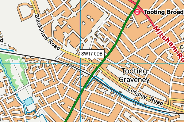 SW17 0DB map - OS VectorMap District (Ordnance Survey)