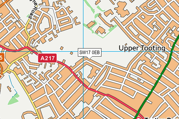 SW17 0EB map - OS VectorMap District (Ordnance Survey)