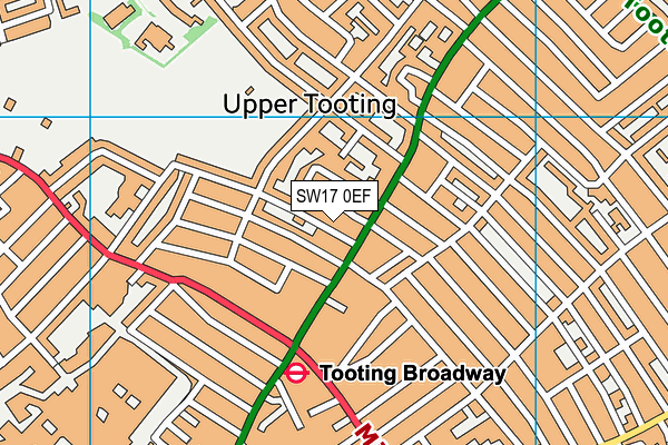 SW17 0EF map - OS VectorMap District (Ordnance Survey)