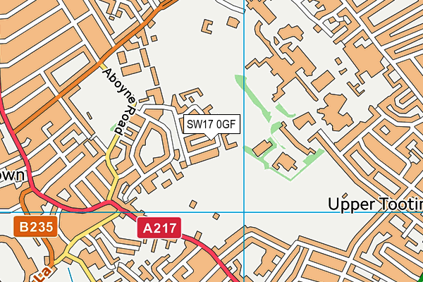 SW17 0GF map - OS VectorMap District (Ordnance Survey)