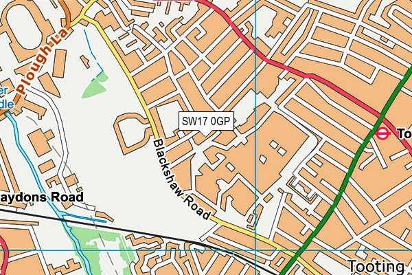 SW17 0GP map - OS VectorMap District (Ordnance Survey)